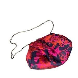 Chico’s brocade navy purple, red, and fuscia pleated‎ shoulder evening bag.